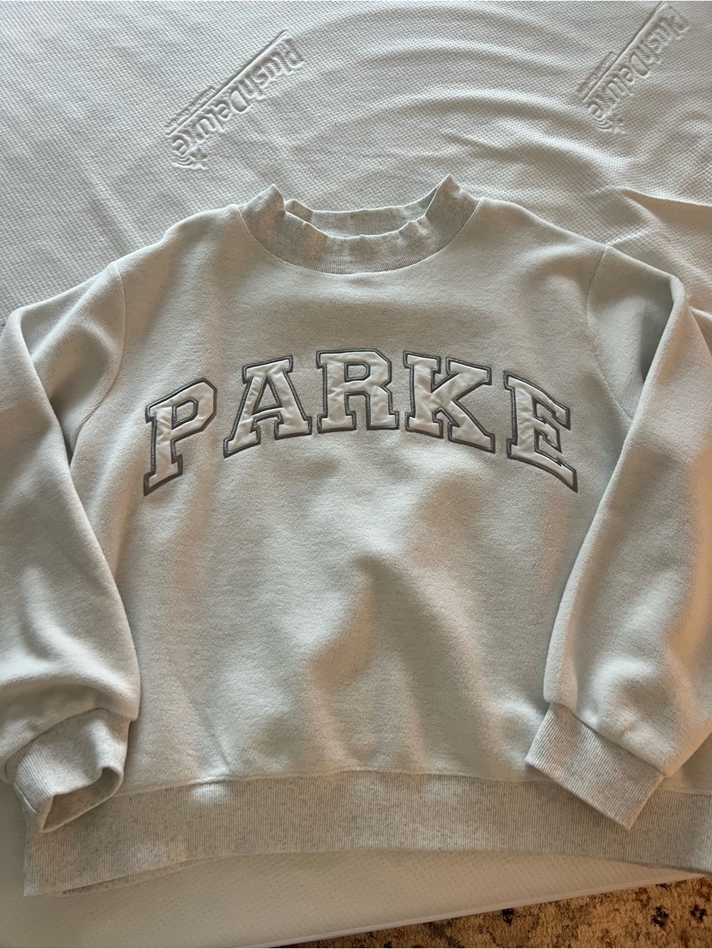 Parker Cream Crewneck Pullover with Contrast Lettering